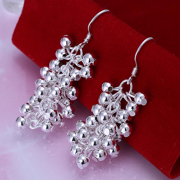 Wholesale silver plated Grape cluster shape Dangle earrings for women wedding jewelry Long cluster little ball earring TGSPDE158 0