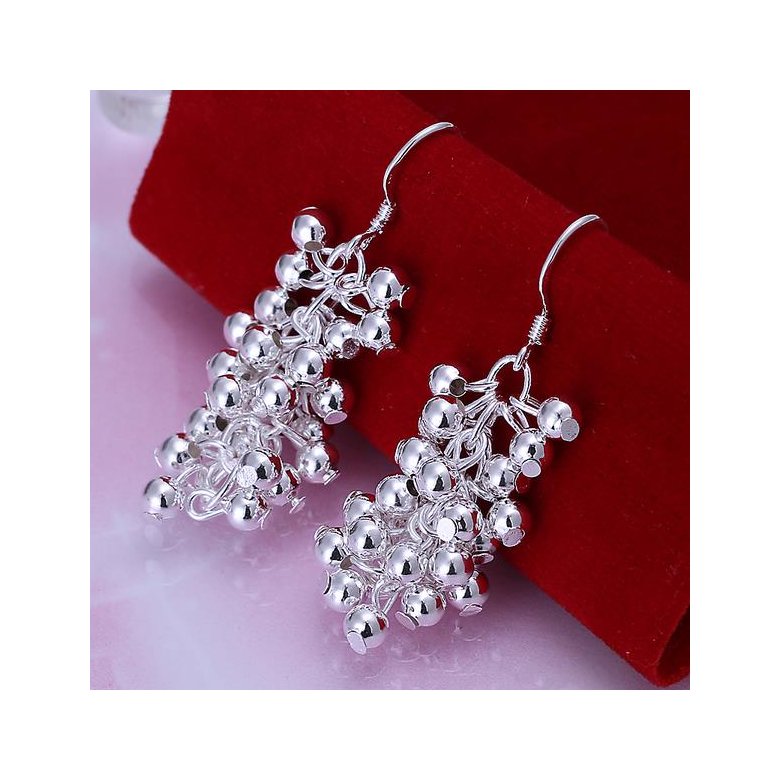 Wholesale silver plated Grape cluster shape Dangle earrings for women wedding jewelry Long cluster little ball earring TGSPDE158 0