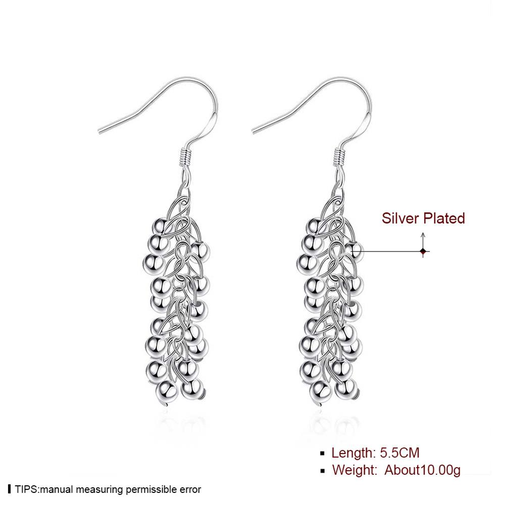 Wholesale silver plated Grape cluster shape Dangle earrings for women wedding jewelry Long cluster little ball earring TGSPDE158 1