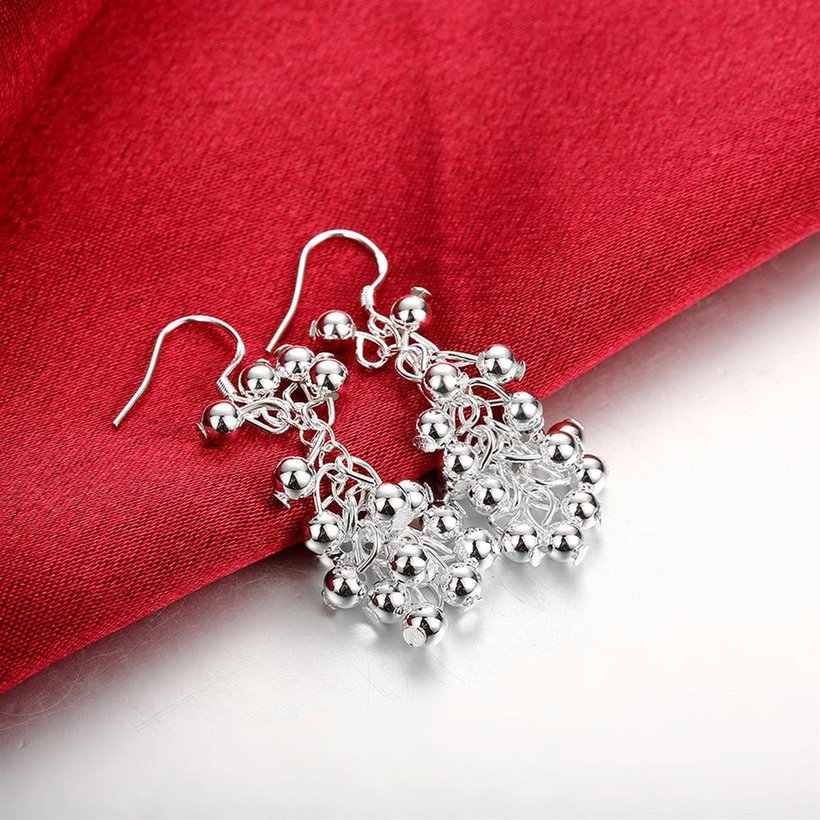Wholesale silver plated Grape cluster shape Dangle earrings for women wedding jewelry Long cluster little ball earring TGSPDE158 3