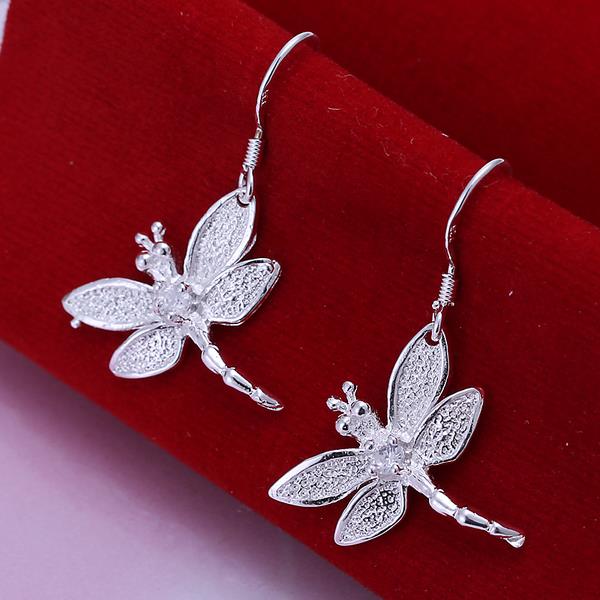 Wholesale Trendy Silver plated Animal Dangle Earring  cute dragonfly earring for women fashion jewelry fine gift TGSPDE160 0
