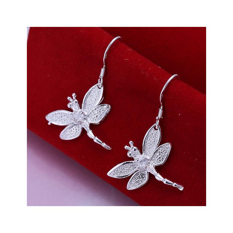 Wholesale Trendy Silver plated Animal Dangle Earring  cute dragonfly earring for women fashion jewelry fine gift TGSPDE160 0