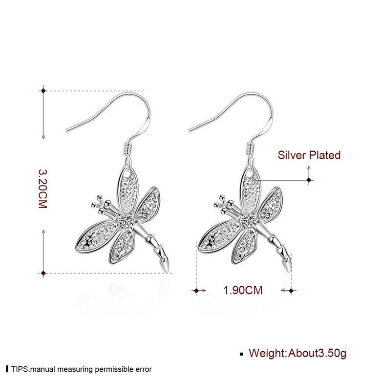 Wholesale Trendy Silver plated Animal Dangle Earring  cute dragonfly earring for women fashion jewelry fine gift TGSPDE160 1