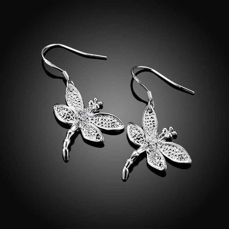 Wholesale Trendy Silver plated Animal Dangle Earring  cute dragonfly earring for women fashion jewelry fine gift TGSPDE160 2