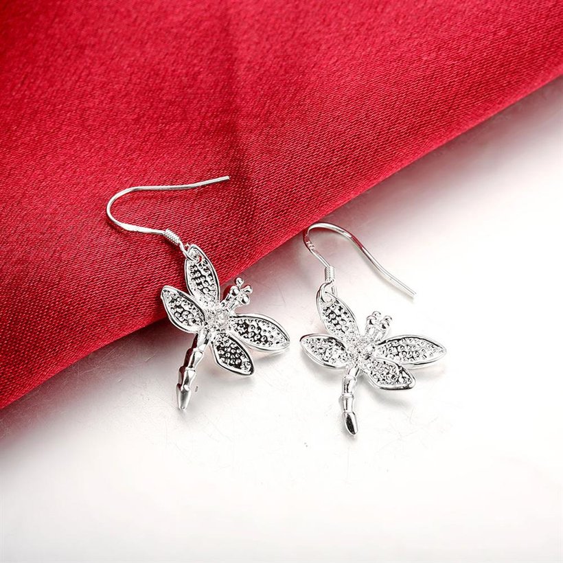 Wholesale Trendy Silver plated Animal Dangle Earring  cute dragonfly earring for women fashion jewelry fine gift TGSPDE160 3