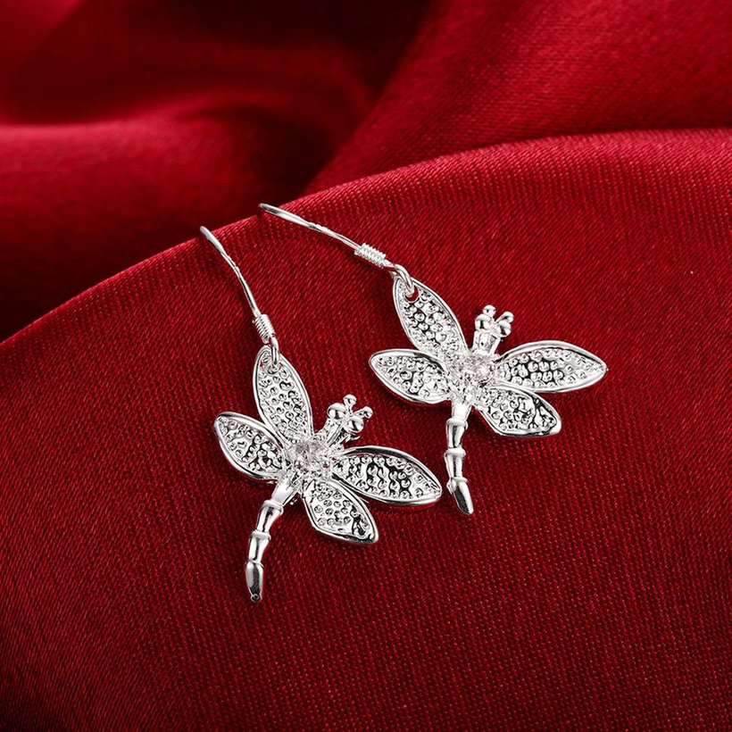 Wholesale Trendy Silver plated Animal Dangle Earring  cute dragonfly earring for women fashion jewelry fine gift TGSPDE160 4
