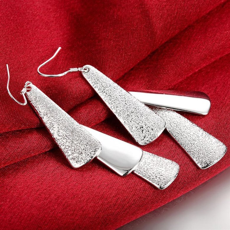 Wholesale Romantic Silver plated Dangle Earring Korean Vintage Long Stick Tassel Dangle Earrings For Women Engagement Wedding Jewelry Gift TGSPDE166 2