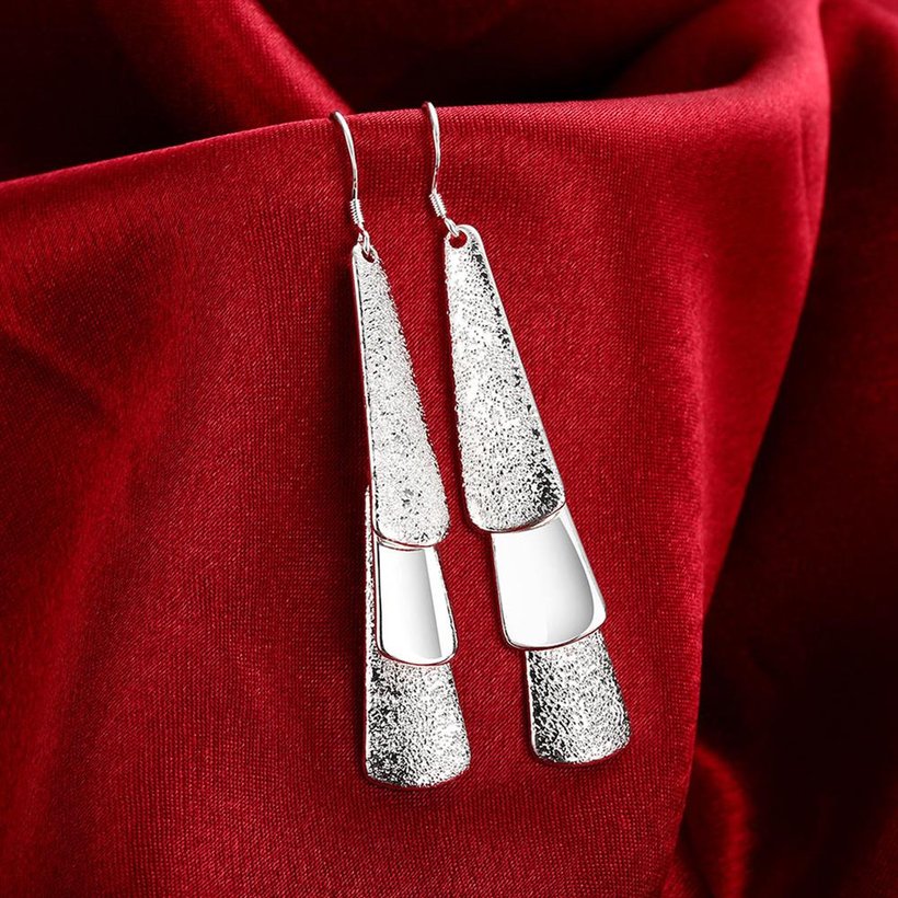 Wholesale Romantic Silver plated Dangle Earring Korean Vintage Long Stick Tassel Dangle Earrings For Women Engagement Wedding Jewelry Gift TGSPDE166 3