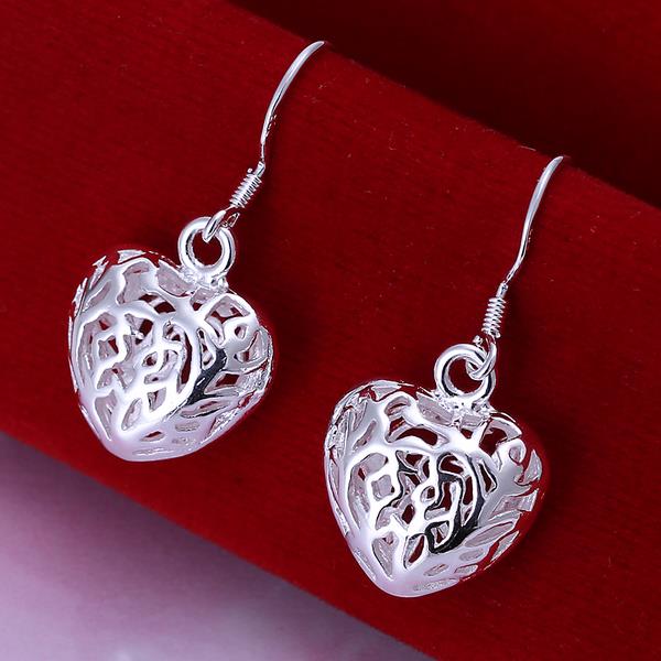 Wholesale Bridal Jewelry Sets Silver plated Hollow Heart Earring For Women Wedding Jewelry Valentine's Gifts TGSPDE169 0