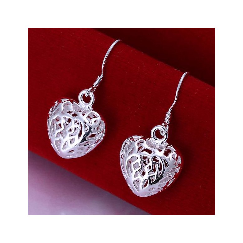Wholesale Bridal Jewelry Sets Silver plated Hollow Heart Earring For Women Wedding Jewelry Valentine's Gifts TGSPDE169 0