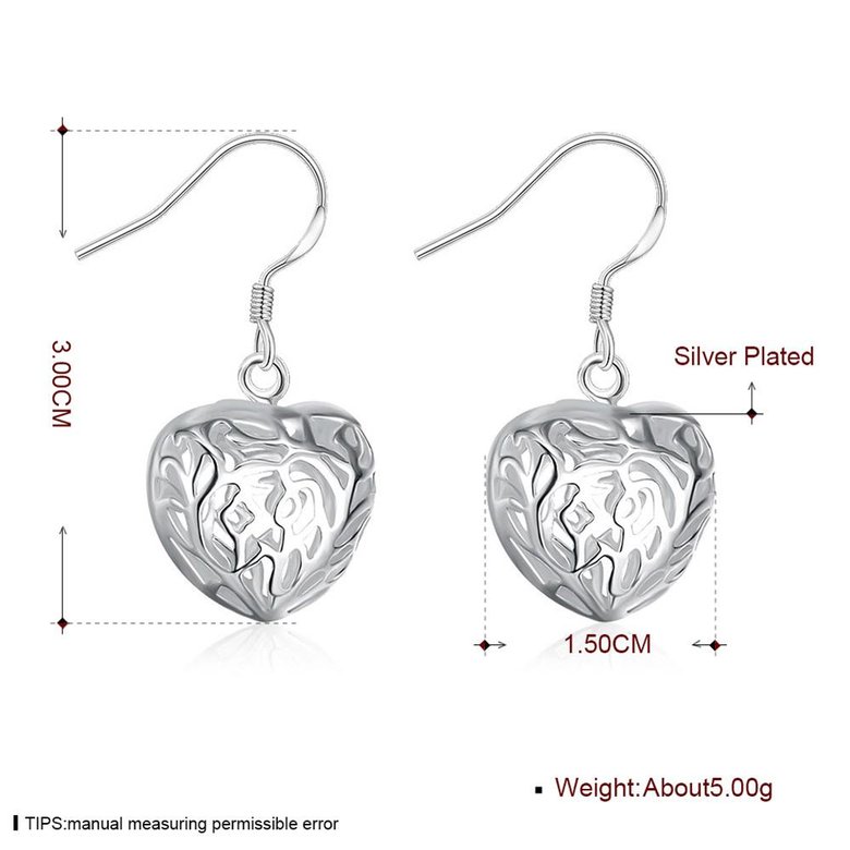 Wholesale Bridal Jewelry Sets Silver plated Hollow Heart Earring For Women Wedding Jewelry Valentine's Gifts TGSPDE169 1