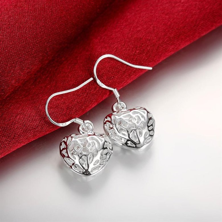 Wholesale Bridal Jewelry Sets Silver plated Hollow Heart Earring For Women Wedding Jewelry Valentine's Gifts TGSPDE169 3