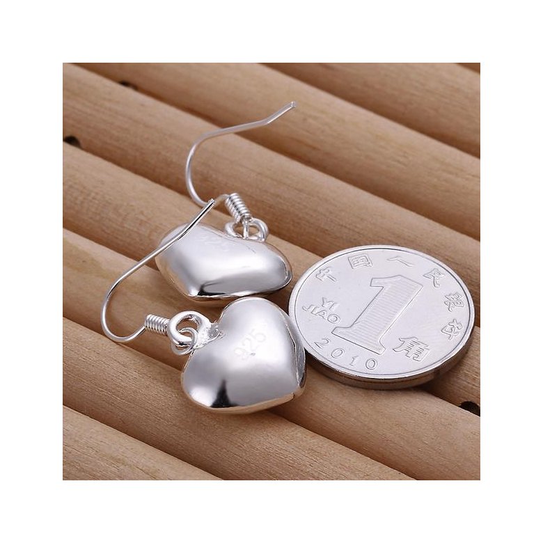 Wholesale Classic 925 Sterling Silver  Heart Dangle Earring Petite Plain Hearts Stud Earrings for Women Silver Small Earrings Fine Jewelr TGSPDE172 2