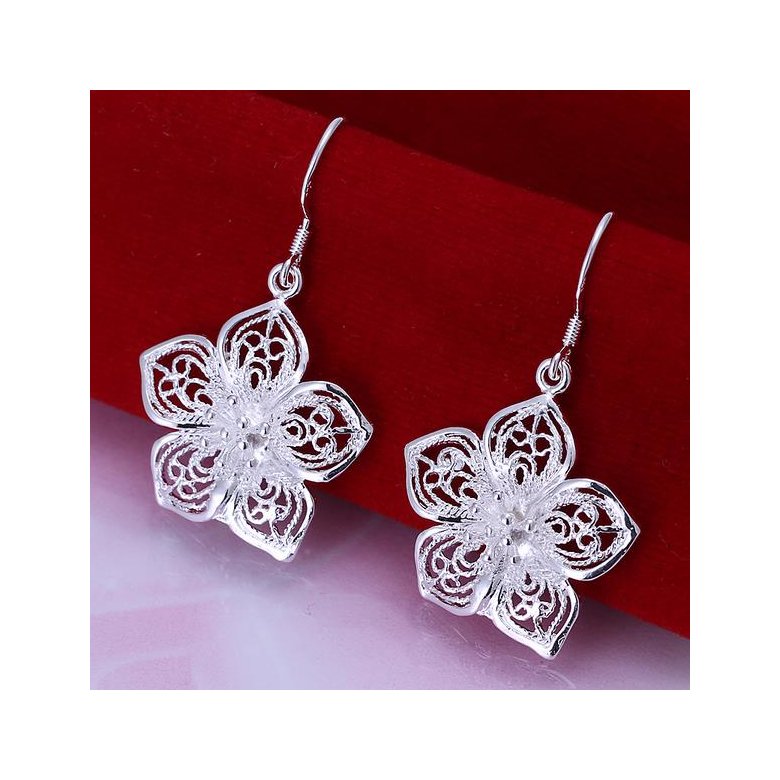 Wholesale Hot Sale big Flower Silver Plated Earrings Fine Fashion Jewelry Bijoux Camellia shinny Earrings For Women TGSPDE178 0
