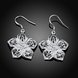 Wholesale Hot Sale big Flower Silver Plated Earrings Fine Fashion Jewelry Bijoux Camellia shinny Earrings For Women TGSPDE178 2 small