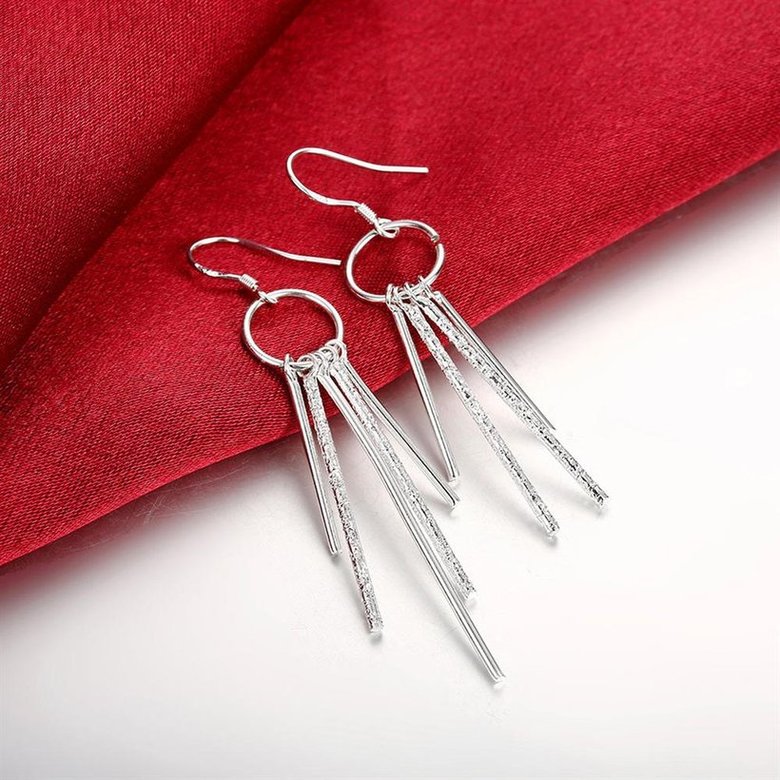 Wholesale Romantic Silver plated Dangle Earring Handmade New Trendy Tassel Drop Earrings For Women Charm Ear Jewelry Couple Gift TGSPDE181 2