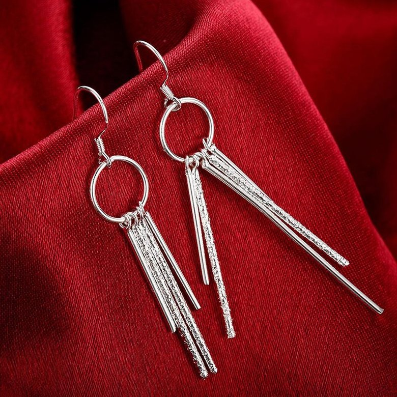 Wholesale Romantic Silver plated Dangle Earring Handmade New Trendy Tassel Drop Earrings For Women Charm Ear Jewelry Couple Gift TGSPDE181 3