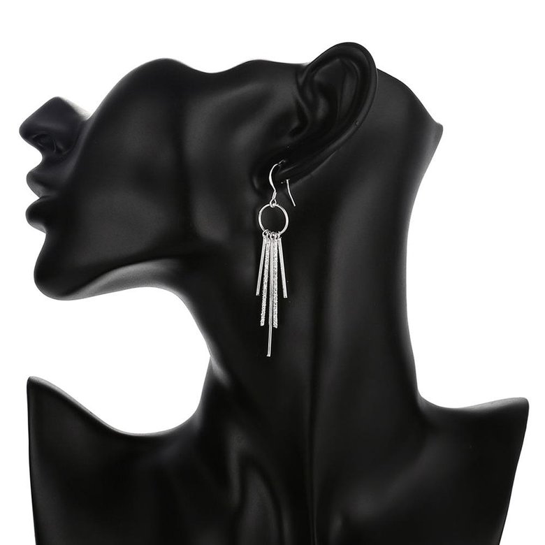 Wholesale Romantic Silver plated Dangle Earring Handmade New Trendy Tassel Drop Earrings For Women Charm Ear Jewelry Couple Gift TGSPDE181 4