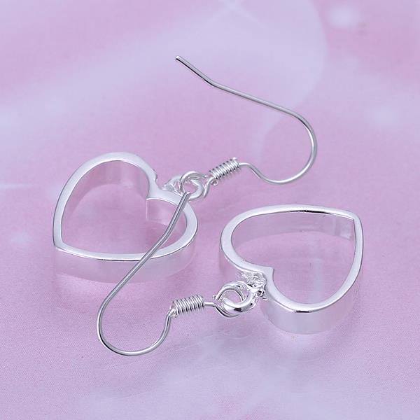Wholesale Simple Design Silver Color Hollow Heart Drop Earrings For Women New Brand Fashion Ear Cuff Piercing Dangle Earring Gift TGSPDE192 2