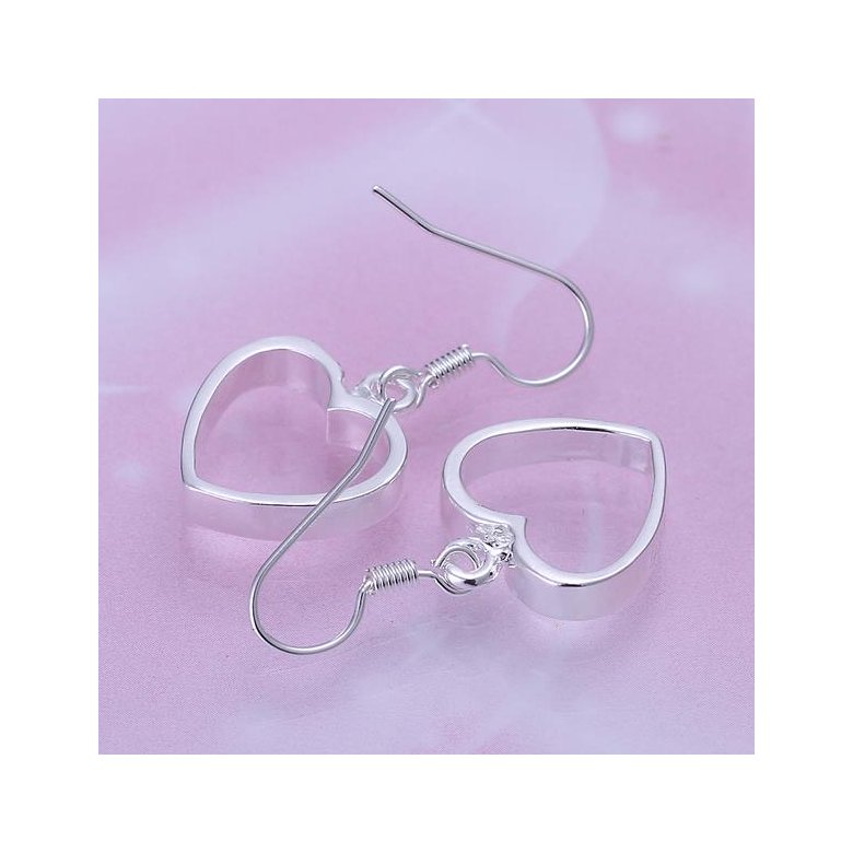 Wholesale Simple Design Silver Color Hollow Heart Drop Earrings For Women New Brand Fashion Ear Cuff Piercing Dangle Earring Gift TGSPDE192 2