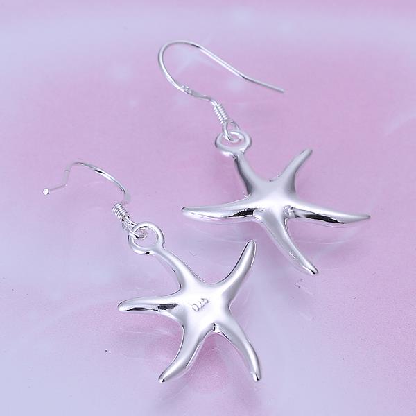 Wholesale Fashion jewelry from China Silver Sweet Smooth Surface Starfish Earrings For Women Wedding Jewelry Gift TGSPDE196 0
