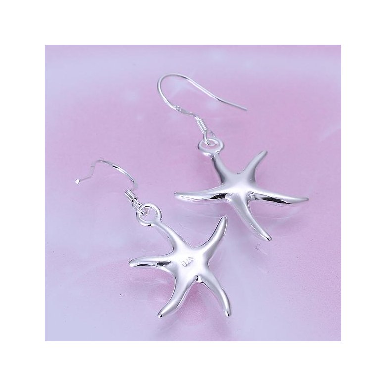 Wholesale Fashion jewelry from China Silver Sweet Smooth Surface Starfish Earrings For Women Wedding Jewelry Gift TGSPDE196 0