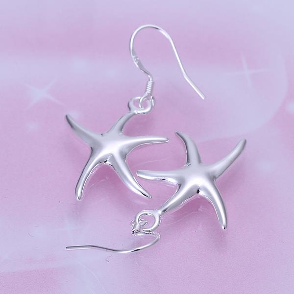 Wholesale Fashion jewelry from China Silver Sweet Smooth Surface Starfish Earrings For Women Wedding Jewelry Gift TGSPDE196 1
