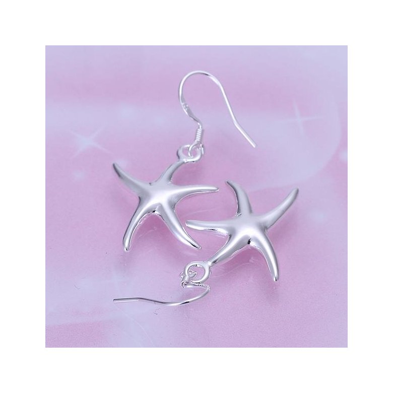 Wholesale Fashion jewelry from China Silver Sweet Smooth Surface Starfish Earrings For Women Wedding Jewelry Gift TGSPDE196 1