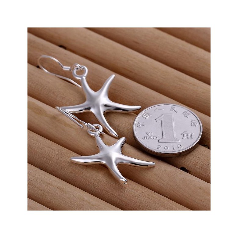 Wholesale Fashion jewelry from China Silver Sweet Smooth Surface Starfish Earrings For Women Wedding Jewelry Gift TGSPDE196 2