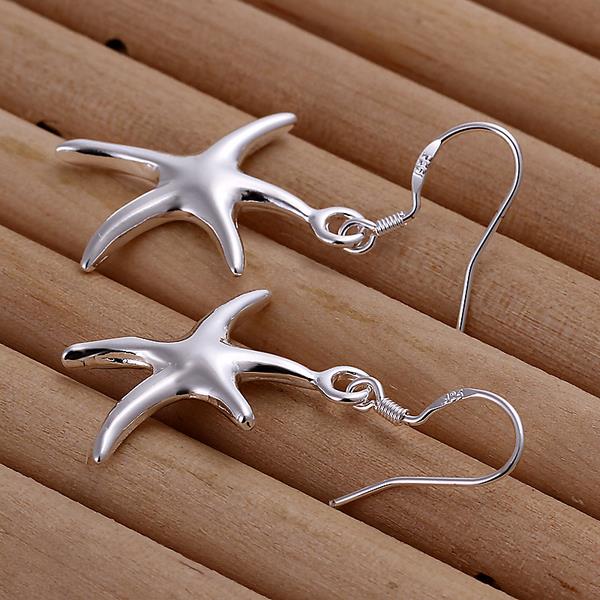 Wholesale Fashion jewelry from China Silver Sweet Smooth Surface Starfish Earrings For Women Wedding Jewelry Gift TGSPDE196 3