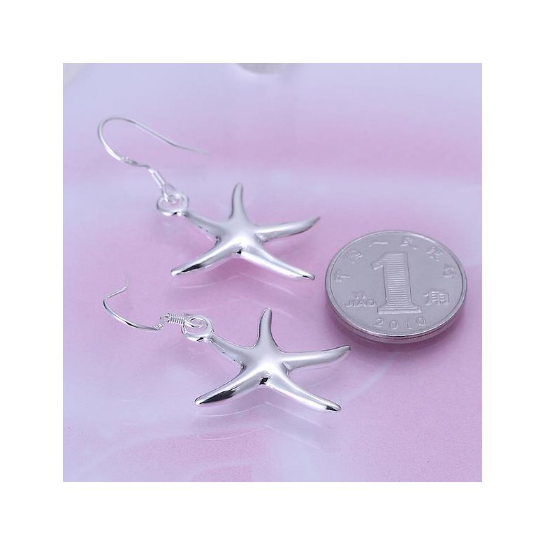 Wholesale Fashion jewelry from China Silver Sweet Smooth Surface Starfish Earrings For Women Wedding Jewelry Gift TGSPDE196 4