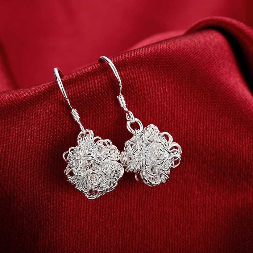 Wholesale Romantic Silver Ball Dangle Earring  Indian Jewelry Vintage Bohemian Earrings Valentines Day Gift  TGSPDE208 5