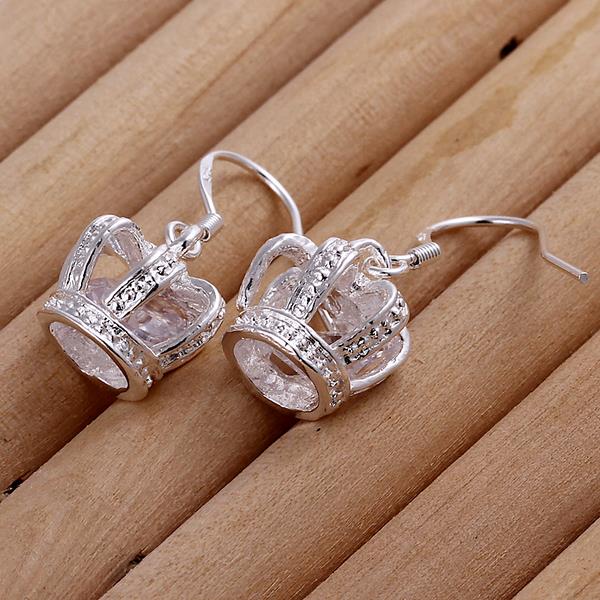 Wholesale Hot selling jewelry Silver plated Earrings Women Crown Crystal Drop Earring For Women Engagement Jewelry TGSPDE210 0