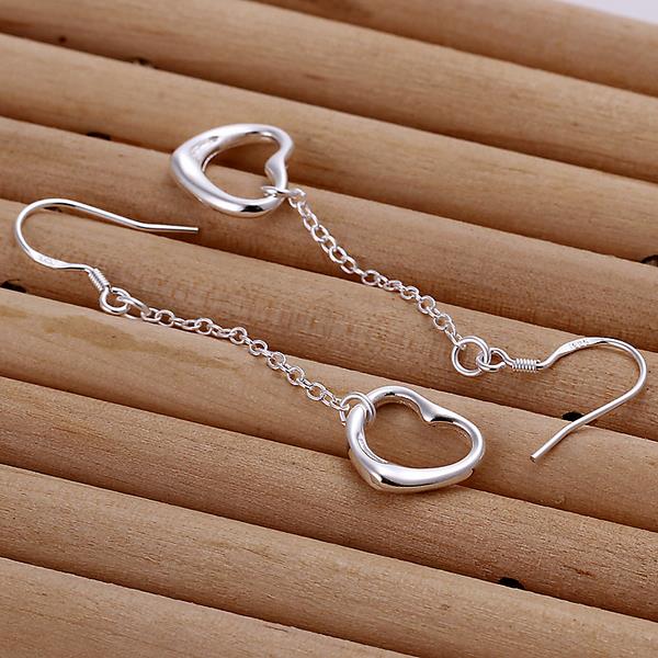 Wholesale Classic Silver plated Heart Dangle Earring for women simple design tassel heart earring jewelry TGSPDE212 1
