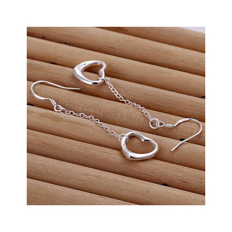 Wholesale Classic Silver plated Heart Dangle Earring for women simple design tassel heart earring jewelry TGSPDE212 1