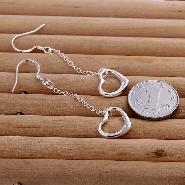 Wholesale Classic Silver plated Heart Dangle Earring for women simple design tassel heart earring jewelry TGSPDE212 2