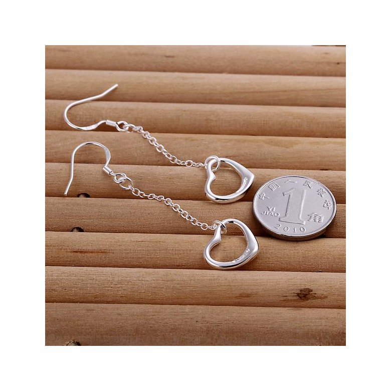 Wholesale Classic Silver plated Heart Dangle Earring for women simple design tassel heart earring jewelry TGSPDE212 2