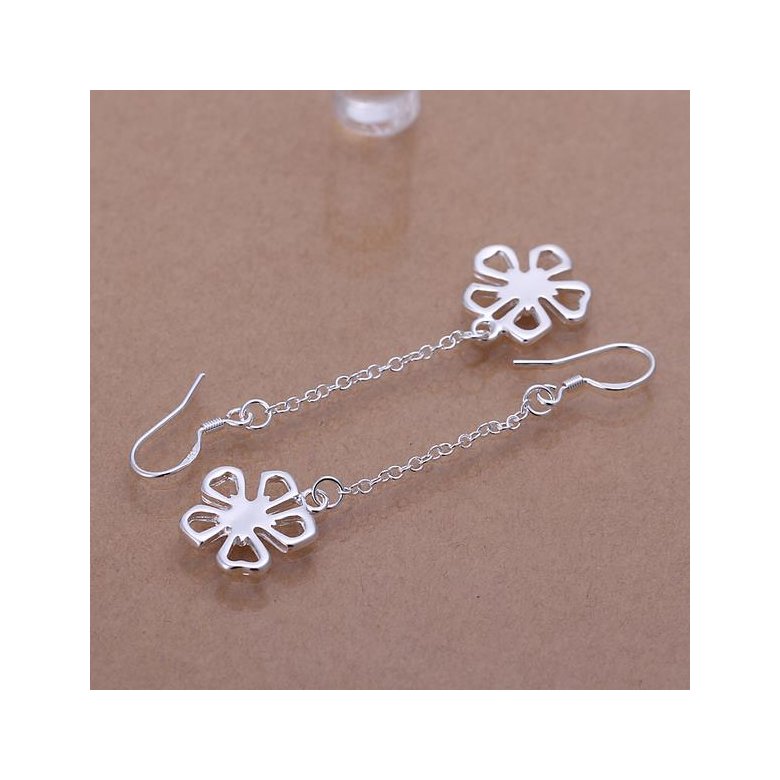 Wholesale Classic Silver plated flower Dangle Earring for women simple design tassel earring jewelry wholesale TGSPDE215 0