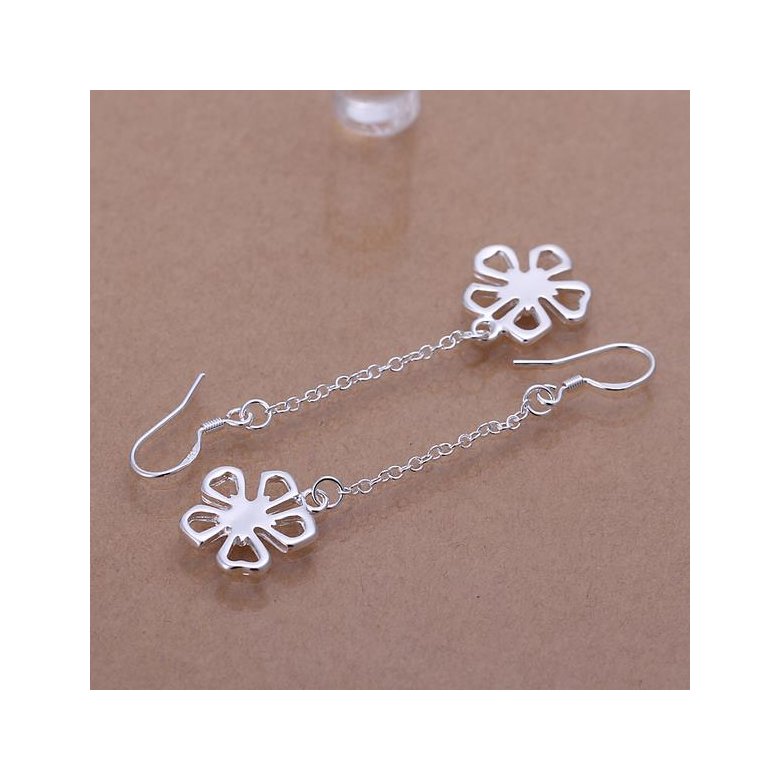 Wholesale Classic Silver plated flower Dangle Earring for women simple design tassel earring jewelry wholesale TGSPDE215 0