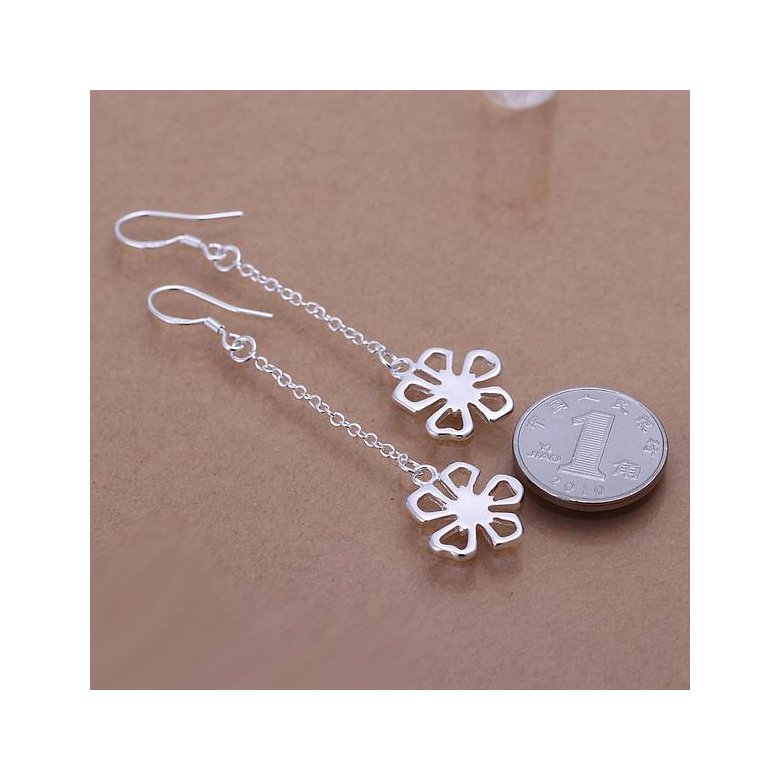 Wholesale Classic Silver plated flower Dangle Earring for women simple design tassel earring jewelry wholesale TGSPDE215 1