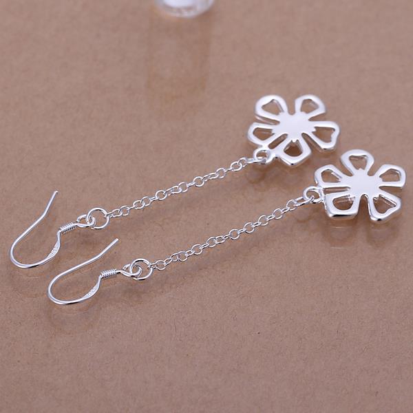 Wholesale Classic Silver plated flower Dangle Earring for women simple design tassel earring jewelry wholesale TGSPDE215 2