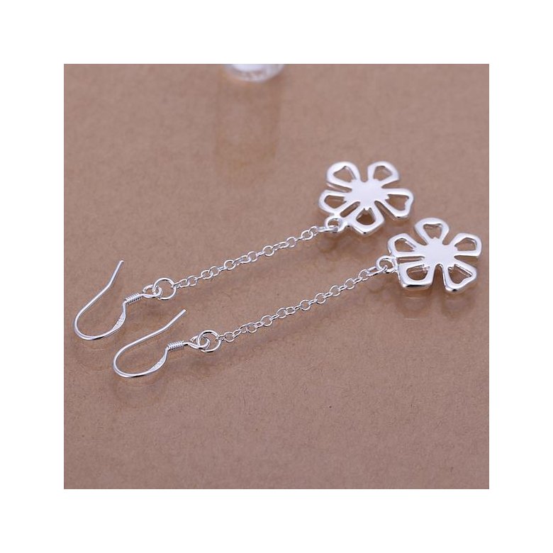 Wholesale Classic Silver plated flower Dangle Earring for women simple design tassel earring jewelry wholesale TGSPDE215 2