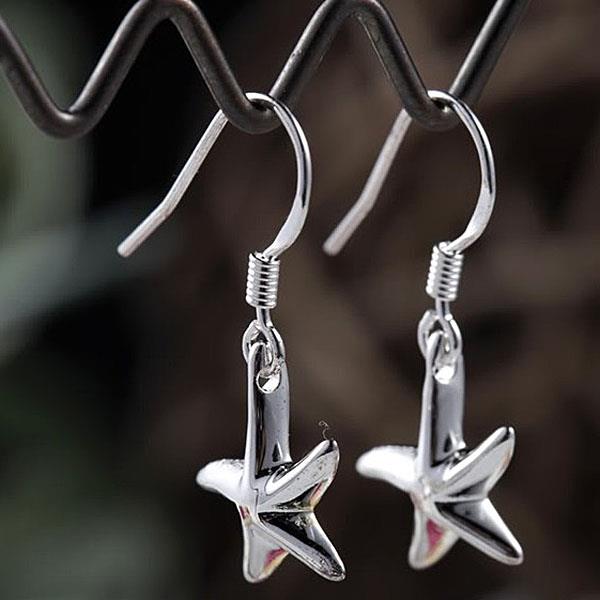 Wholesale Fashion jewelry from China Silver Sweet Smooth Surface Starfish Earrings For Women Wedding Jewelry Gift TGSPDE216 1