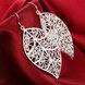 Wholesale Romantic Silver Plated Dangle Earring simple design big leaf hollow earring jewelry  TGSPDE223 3 small