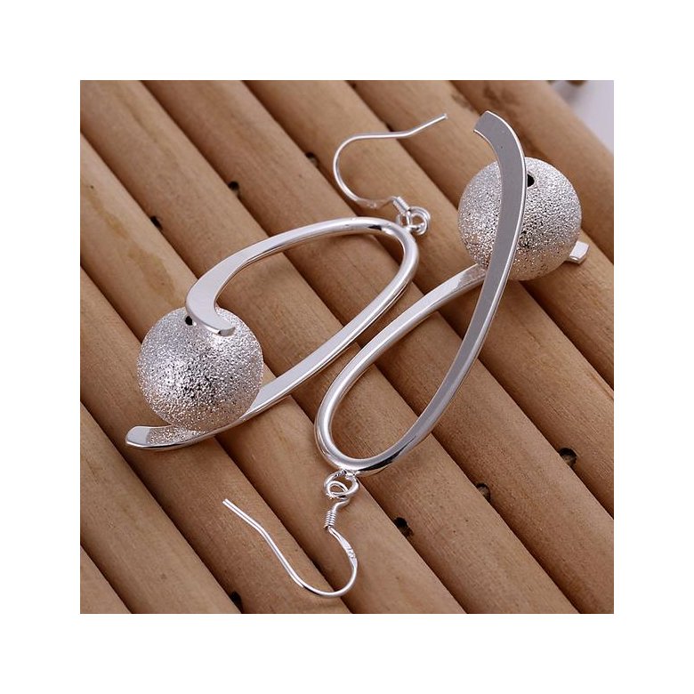 Wholesale Classic Silver Ball Dangle Earring Long twist Sanding Ball Earring For Women Wedding Fashion Jewelry TGSPDE224 0