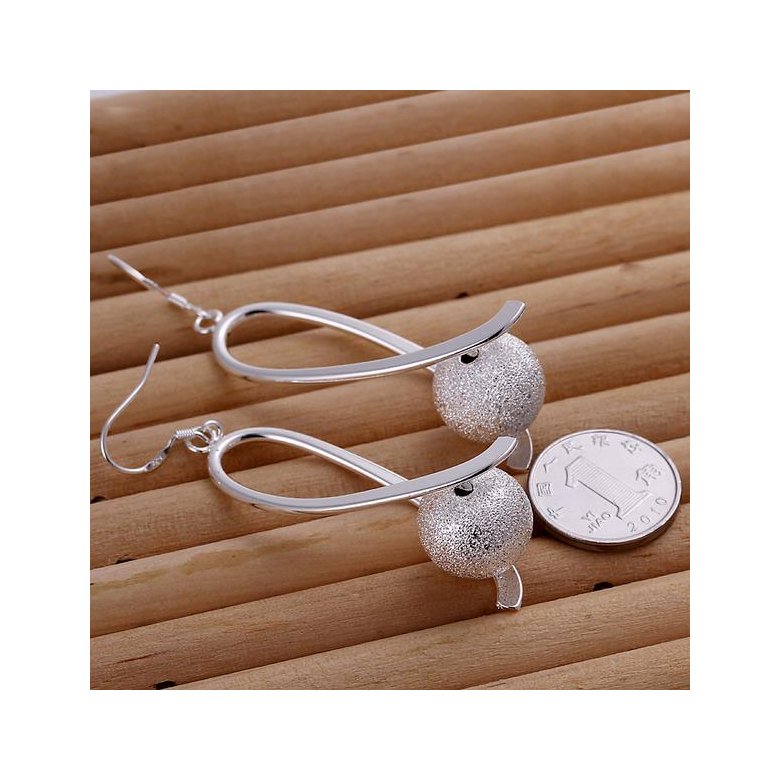 Wholesale Classic Silver Ball Dangle Earring Long twist Sanding Ball Earring For Women Wedding Fashion Jewelry TGSPDE224 1