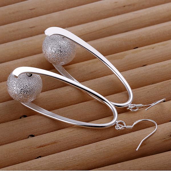 Wholesale Classic Silver Ball Dangle Earring Long twist Sanding Ball Earring For Women Wedding Fashion Jewelry TGSPDE224 2