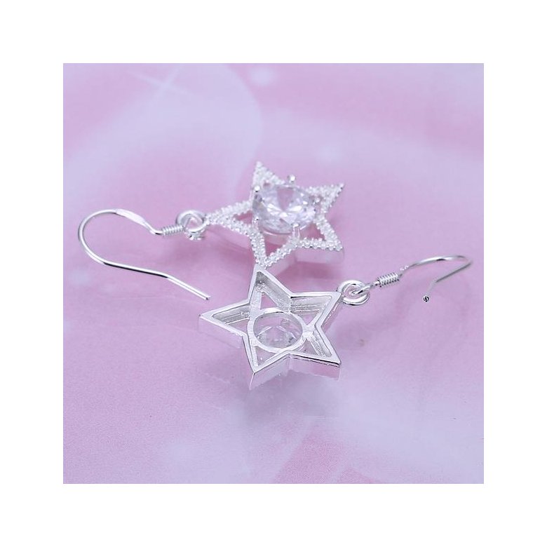 Wholesale Fashion Classic Silver Star Dangle Earring shinny big zircon women earring jewelry from China TGSPDE227 0