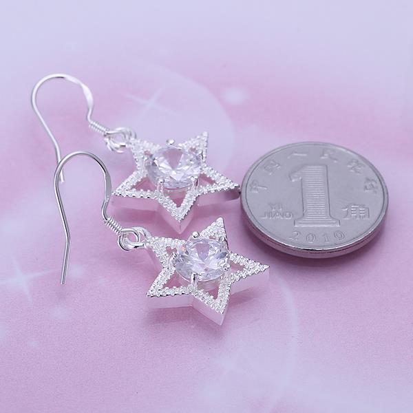 Wholesale Fashion Classic Silver Star Dangle Earring shinny big zircon women earring jewelry from China TGSPDE227 1