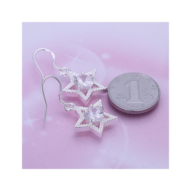 Wholesale Fashion Classic Silver Star Dangle Earring shinny big zircon women earring jewelry from China TGSPDE227 1